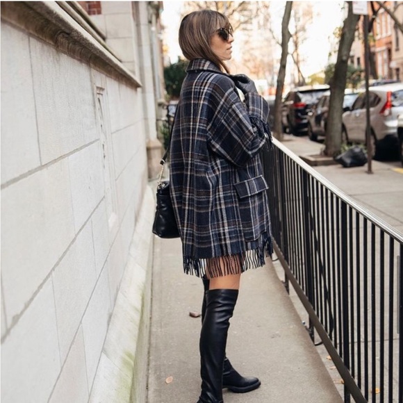 H&M Fringe Wool Blend Shirt Jacket - Picture 3 of 11